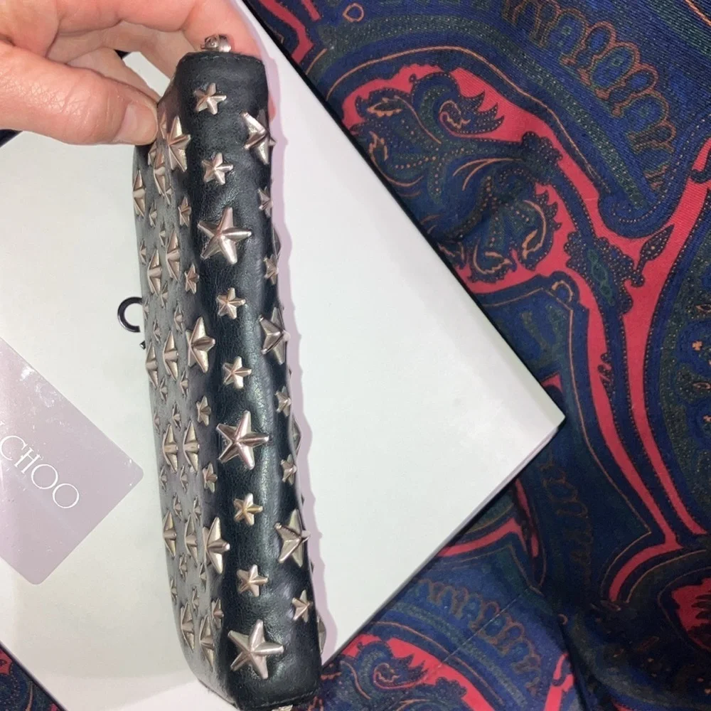 Jimmy Choo Black Long Wallet with Silver Stars with COA